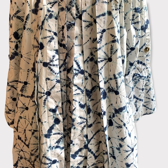 Thakoon For Target Long Sleeve Shibori Button Down Bohemian Cotton Dress - Picture 3 of 16